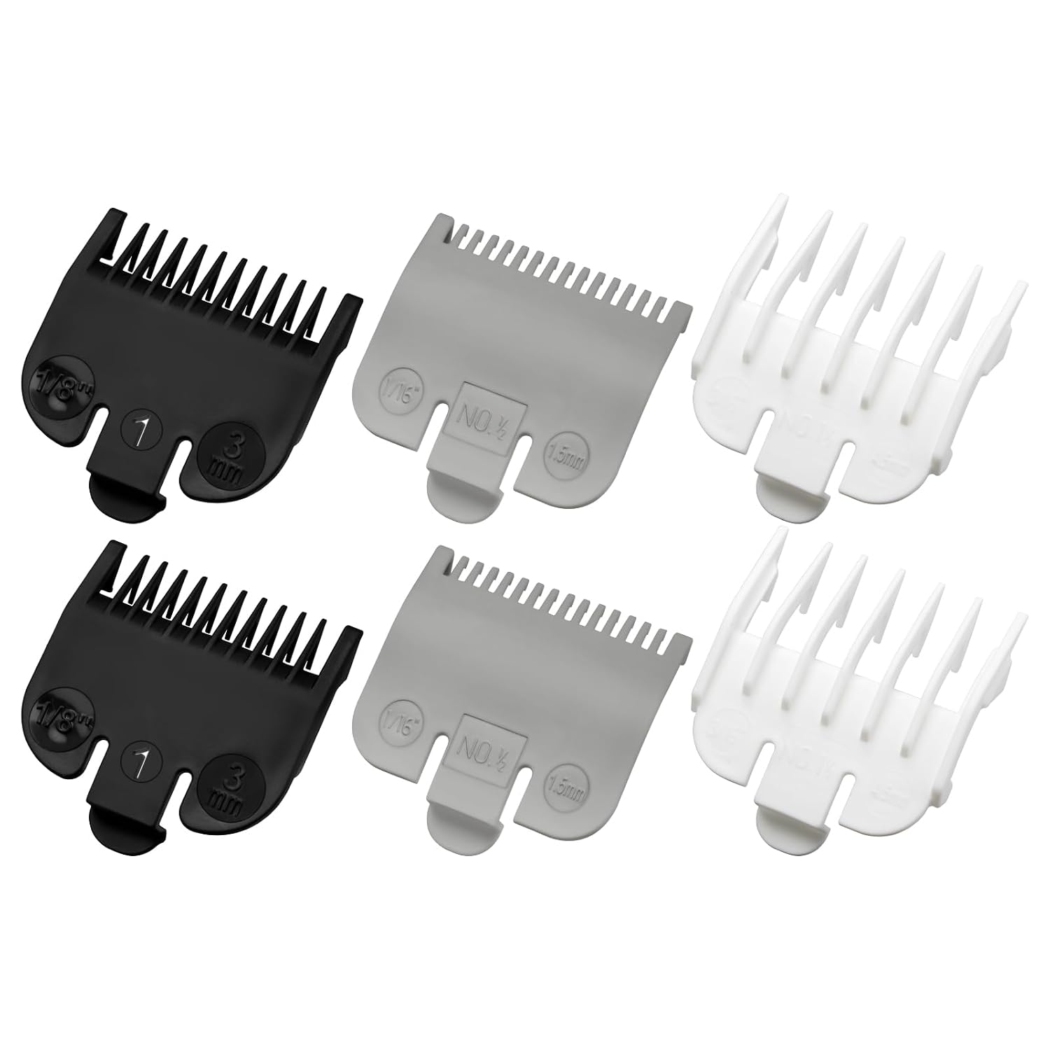 6 PCS Clipper Guard Set for Wahl, Premium Nylon Trimmer Guards for Wahl #1/2, #1, #1-1/2, Clipper Guards to Cutting Hair