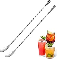 Vista 1 de 2 paquetes de cucharas de mezcla de barra de 12 pulgadas, cuchara de vidrio para mezclar cócteles, cuchara de mango largo, mezclador de bebidas