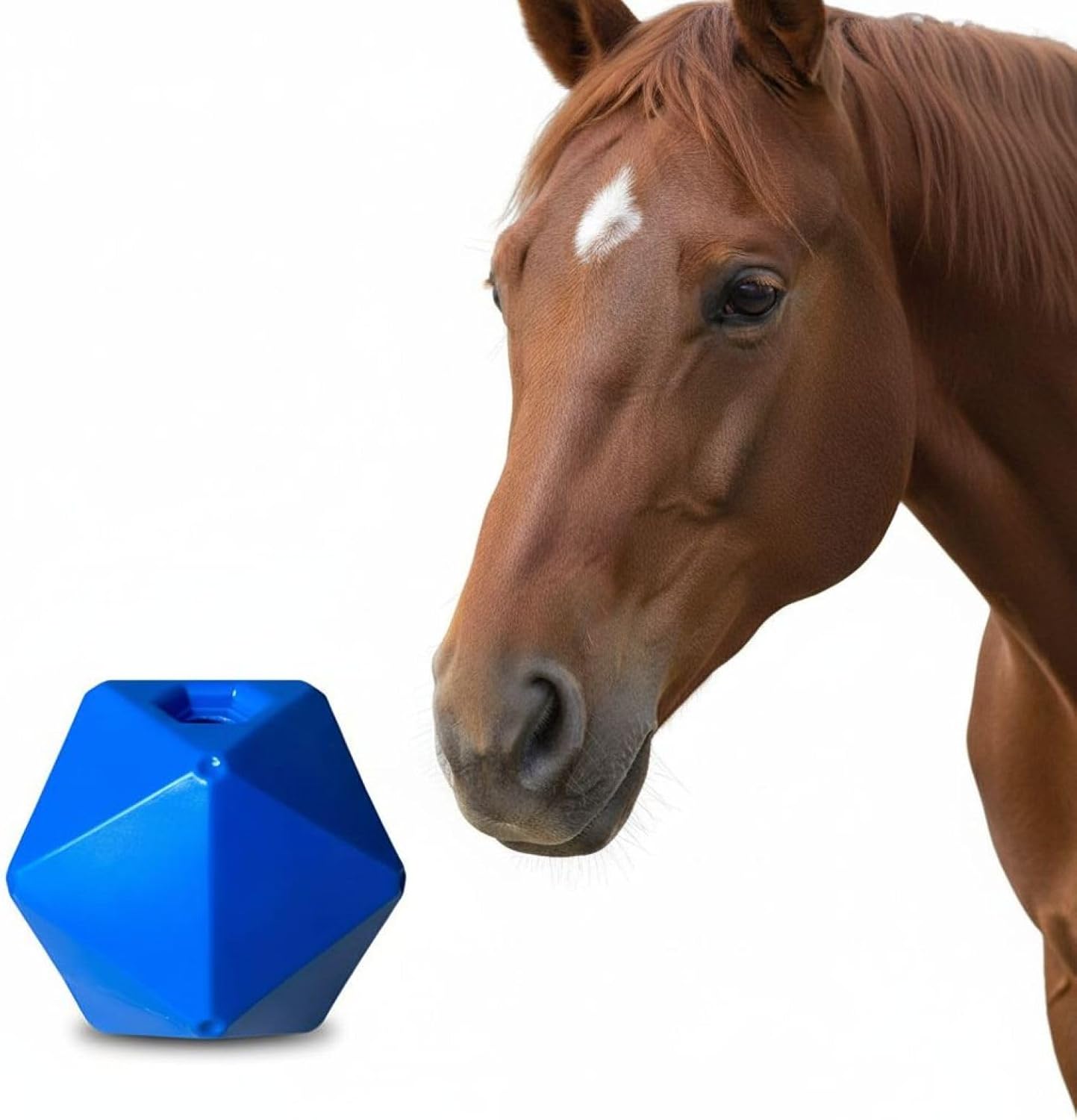 9 in / 23 Cm Blue Horse Treat Ball Feeder, Food-Safe Pp Equine Play Ball, Enrichment Toy for Boredom, Stress Relief, Pasture Entertainment