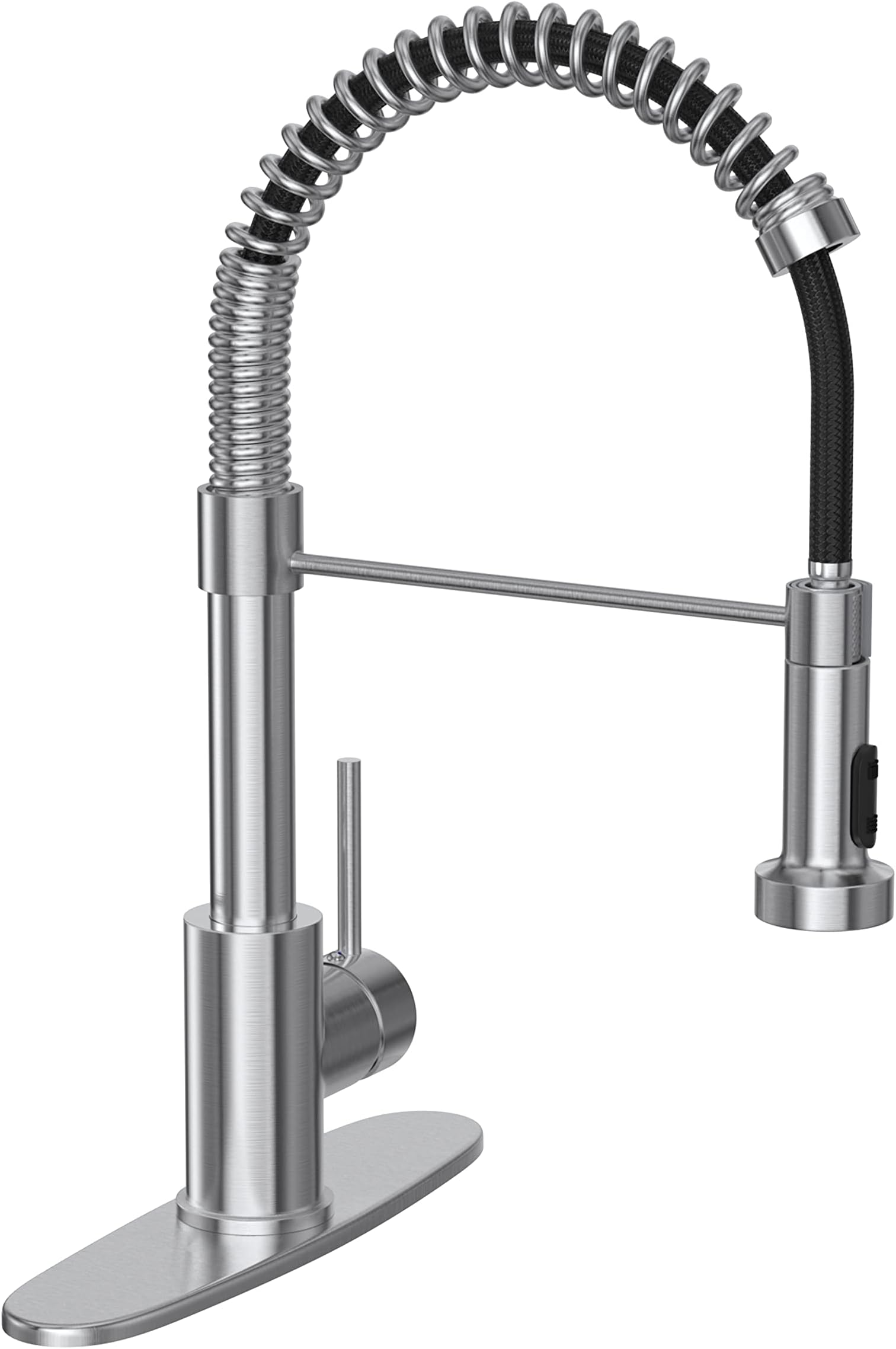 Kitchen Faucets with Pull Down Sprayer, Brushed Nickel Spring Commercial Kitchen Sink Faucet Solid Brass with 10 Inch Mounting Table 1 Hole Or 3 Hole Compatible…