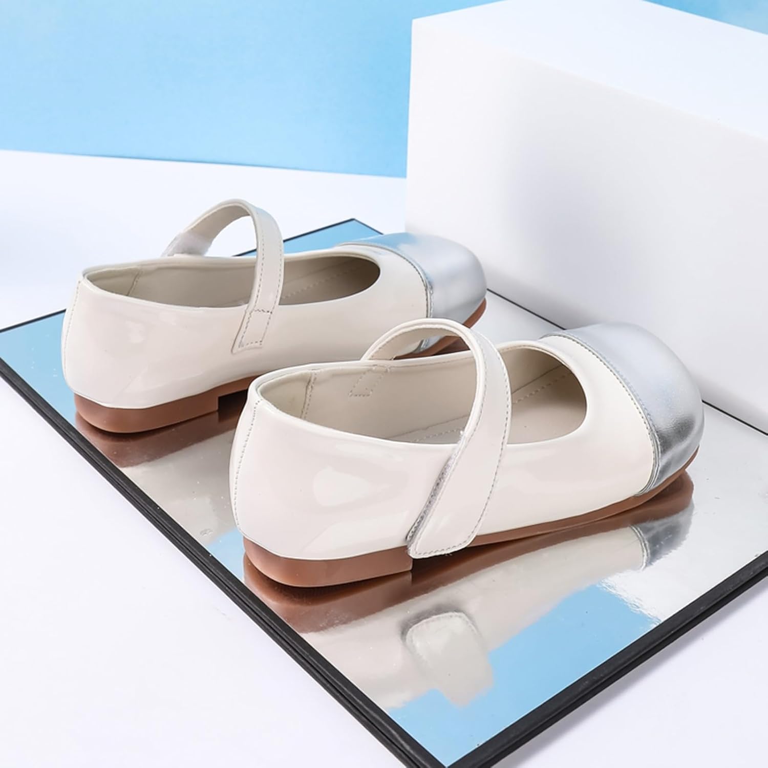 IWIHMIV Toddler Girls Dress Shoes Flower Girls Non Slip Mary Jane Walking Flat Ballet Shoes for Party Wedding