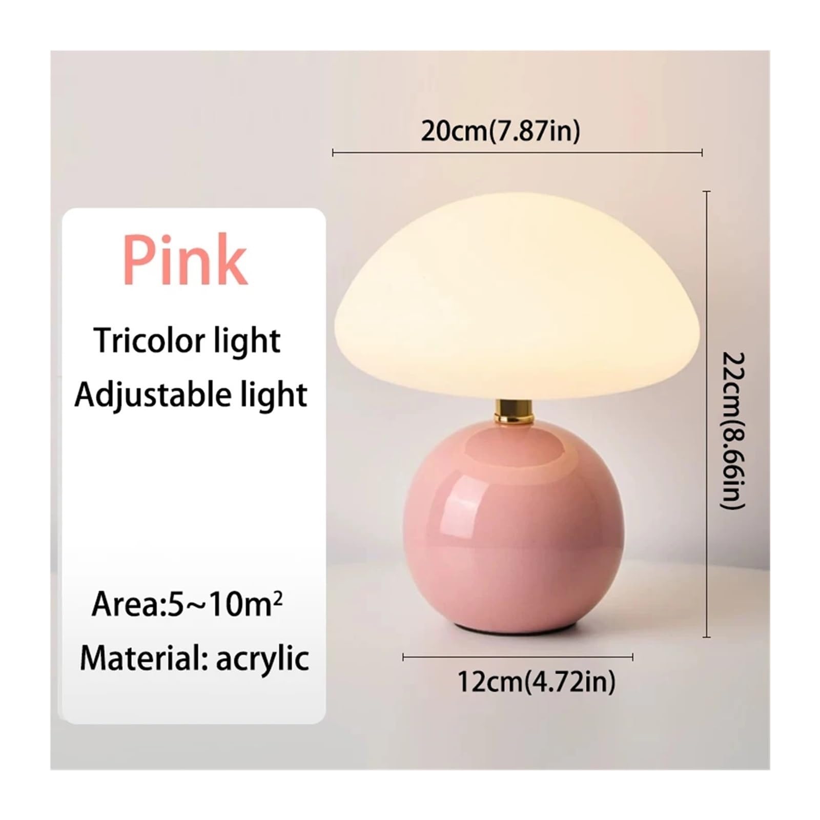 Lampa stołowa grzybkowa 5 kolorów Różowy Żółty Czerwony Biały Zielony Lampka nocna Lampka nocna (różowa)
