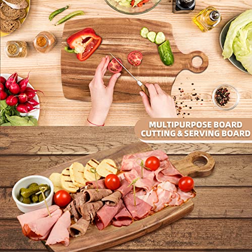 Acacia Wood Cutting Board With Handle For Kitchen - Ampseven Wooden Charcuterie Board For Bread, Meat, Fruits, Cheese,Vegetables And Decorative Wooden Serving Chopping Board #TOP2