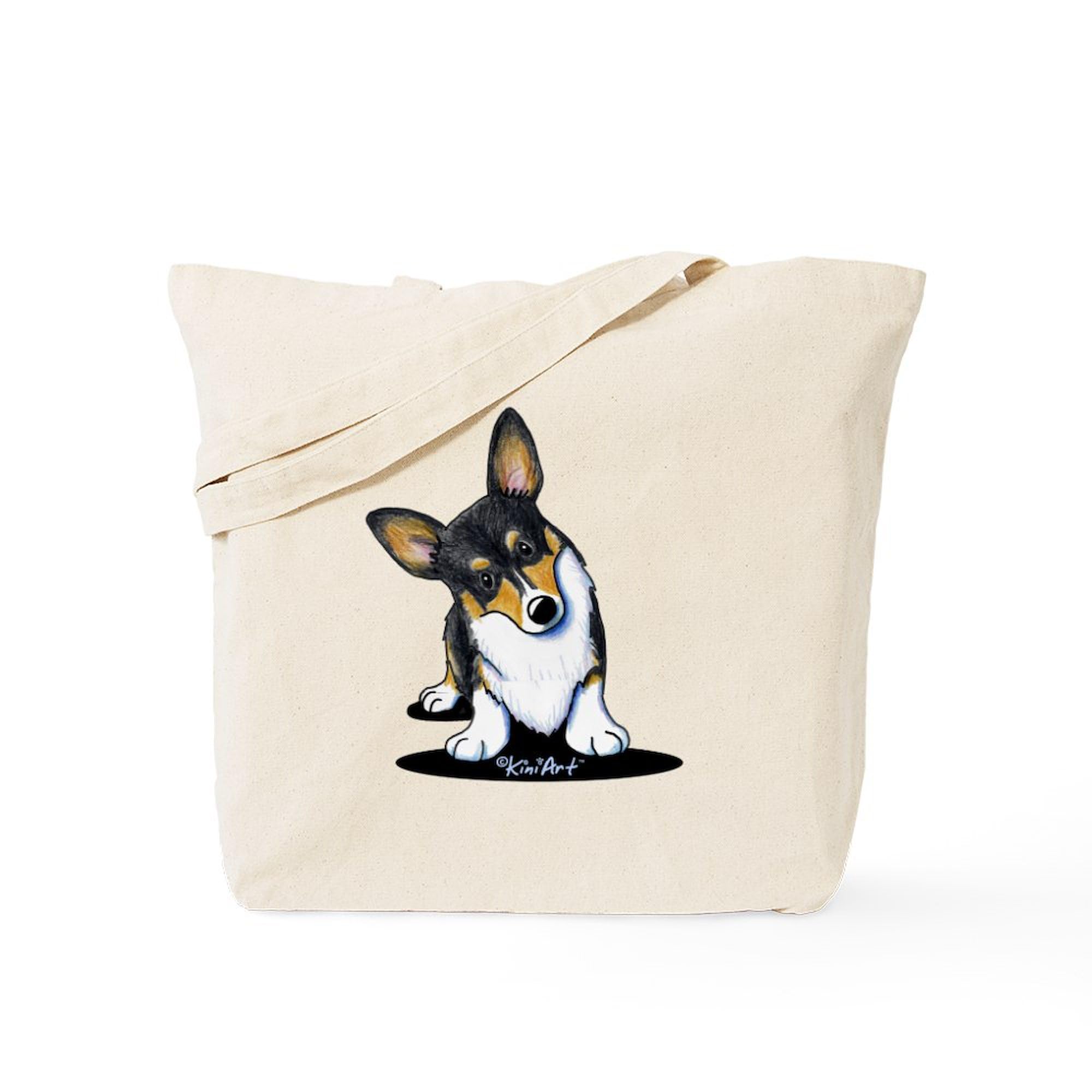 CafePress Kiniart Tricolor Corgi Tote Bag Reusable Natural Beige Canvas Shopping Bag