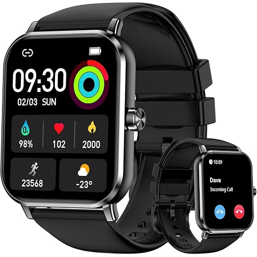 Smart Watch for Men Women, 1.83" HD Touchscreen Fitness Tracker, Smartwatch with Bluetooth Calling, 130+ Sports Modes, Heart Rate Sleep Step Monitor, IP68 Waterproof, Compatible with iOS & Android