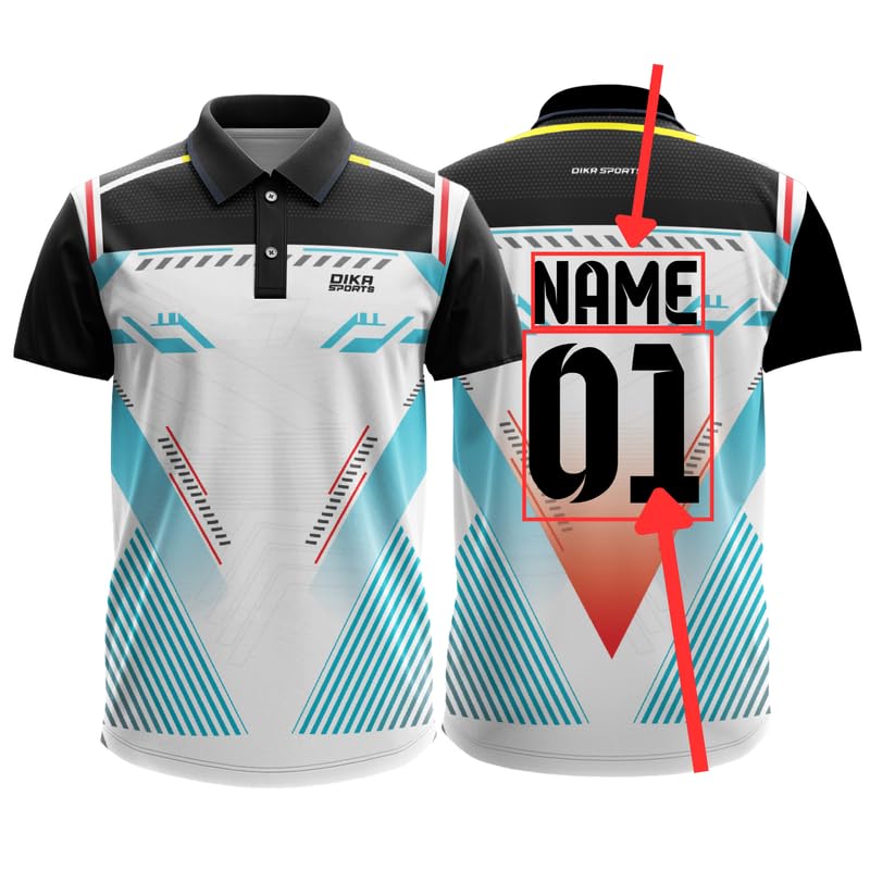 Dika Sports Custom Add Name and Number Jersey for Men Cricket t-Shirt | 2 Year to 5XL