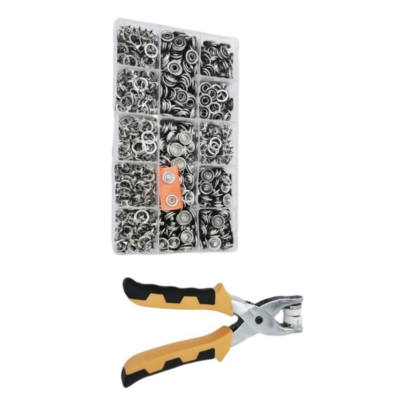 NEWFT 11mm Metal Button Set Includes Installation Plier Suitable for Various Materials Fashion Button for Secure Hollow Fasteners