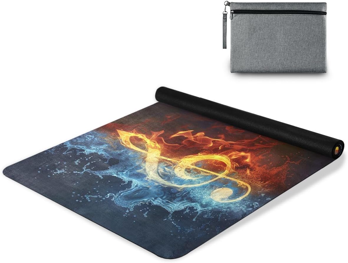 ALAZA Music Note Fire Water Yoga Mat Non Slip Fitness Exercise Mat, Workout Mat for Yoga, Pilates and Floor Exercises