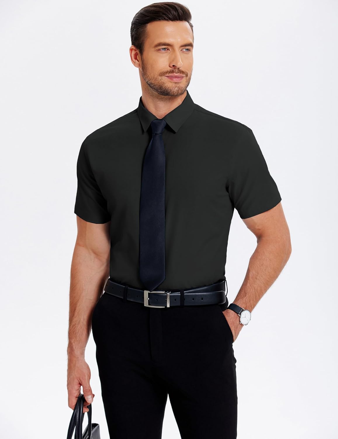 COOFANDY Men's Casual Short Sleeve Button Down Shirts Untucked Dress Shirts Wrinkle Free Summer Wedding Shirts Solid - Image 3