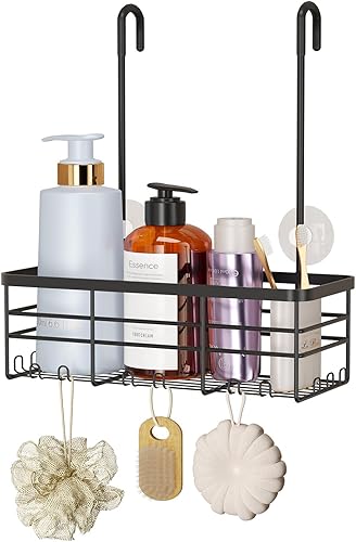 Miniatura 14 de HapiRm Organizador de ducha colgante - Organizador de ducha sin perforaciones con ganchos, estantes de baño de acero inoxidable 304 a prueba de