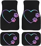 Blue Flame Skull Car Floor Mats, Front & Rear Full Set with Non Slip Rubber Backing, All Weather Protection Set of 4 for Most Vehicle