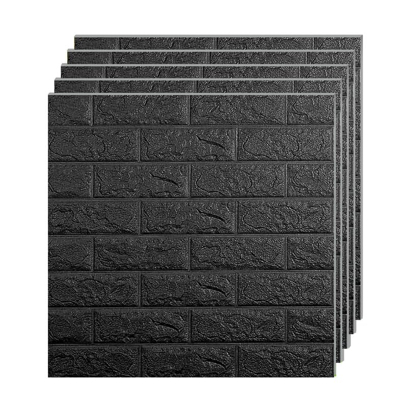 GOWALL 3D Foam Wallpaper Wall Panels Brick Self-Adhesive Waterproof PE Foam, Ceiling Wallpaper for Bedroom Furniture, 57.5 Sq.Ft Peel and Stick 3D Brick | 70cmX70cm (Black, 5)