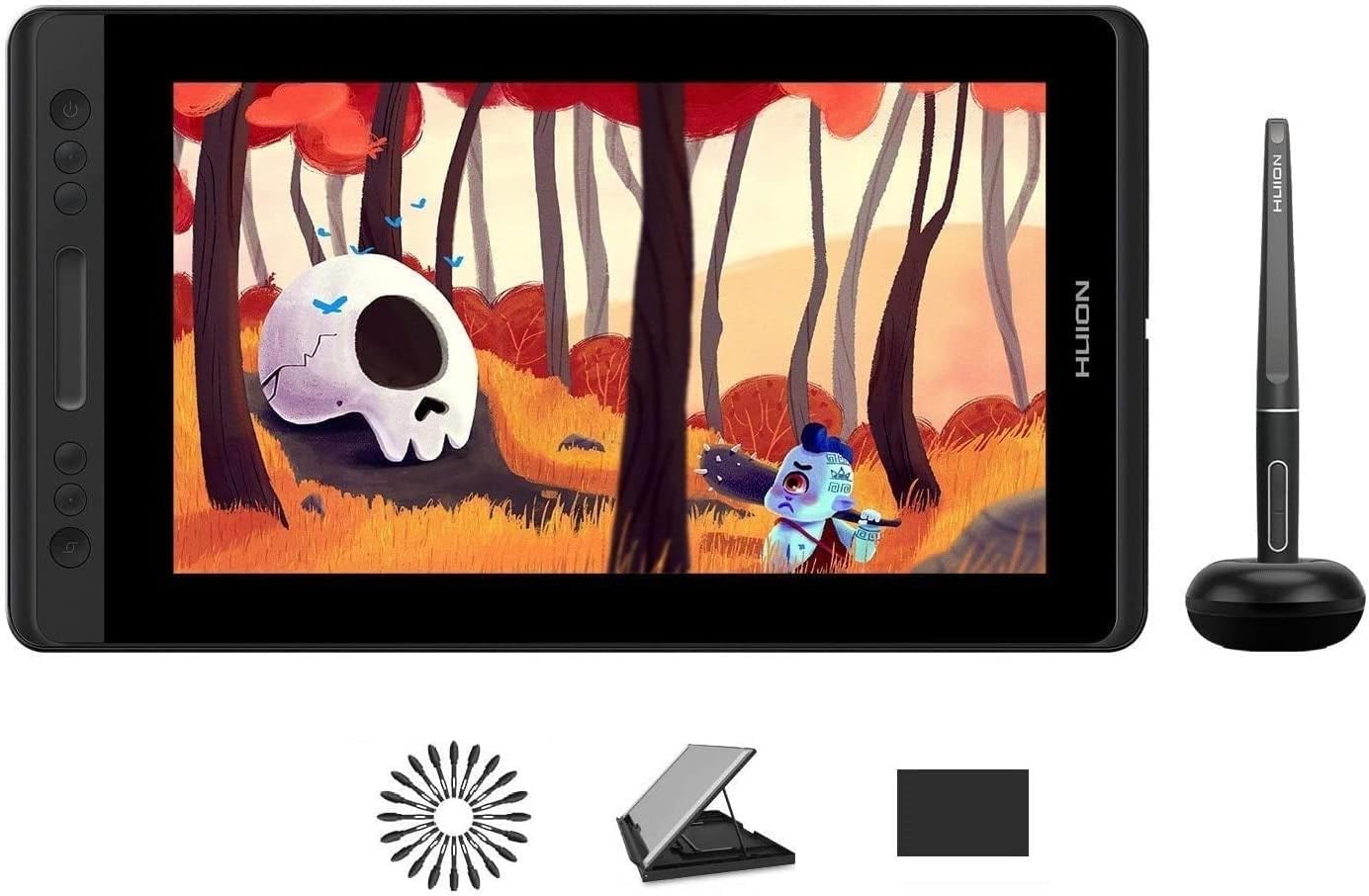 huion kamvas pro 13 graphic tablet with screen, 13,3 inch drawing tablet with screen, full laminated, with adjustable stand and battery-free stylus, ideal for work from home & remote learning