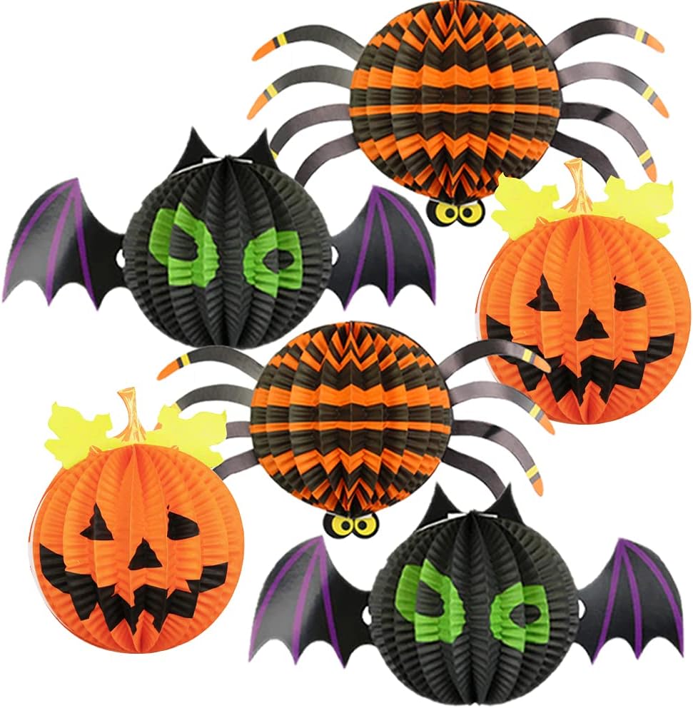 Just Artifacts 6pcs Mini Halloween Critters Hanging Accordion Party Decorations (4.5-inch)