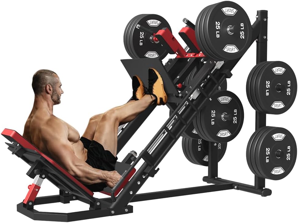 SPART Leg Press Hack Squat Machine with Weight Storage Posts, 2000lbs Capacity Professional Adjustable Leg Machine for Home Gym, Hip Sled for Leg Glute Muscles Shaping, Full Lower Body Workout