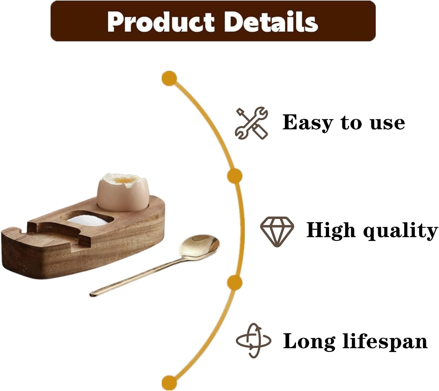 1-Set Wooden Egg Holder with Spoon - Stylish Countertop Tray - Stable Design for Breakfast, Brunch, Picnics & Daily Use