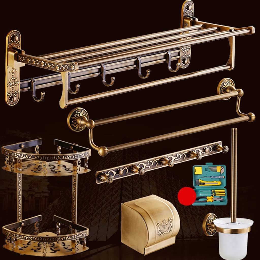 Toallero de estilo europeo, toallero de aluminio antiguo, para montaje en pared, accesorios de baño plegables/toallero plegable (maíz de 2 niveles)