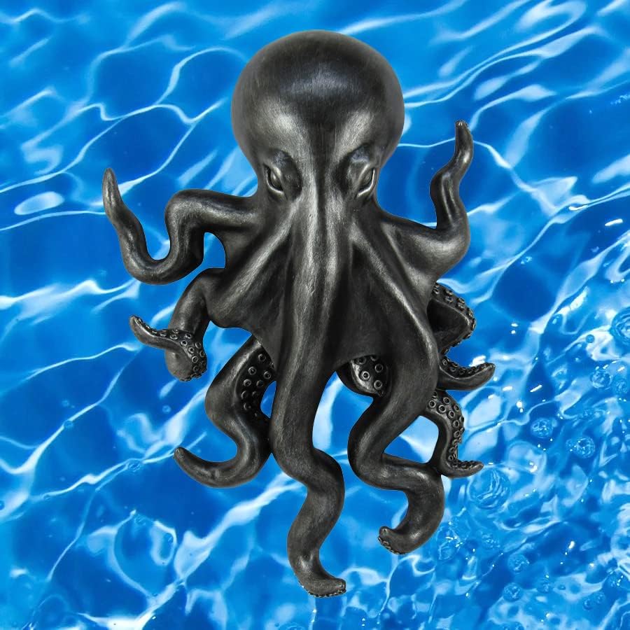 Miniatura 6 de World of Wonders Poseidon Octopus Kraken - Percha de pared de peltre Decoración decorativa náutica de oficina de playa Arte de pared de criatura