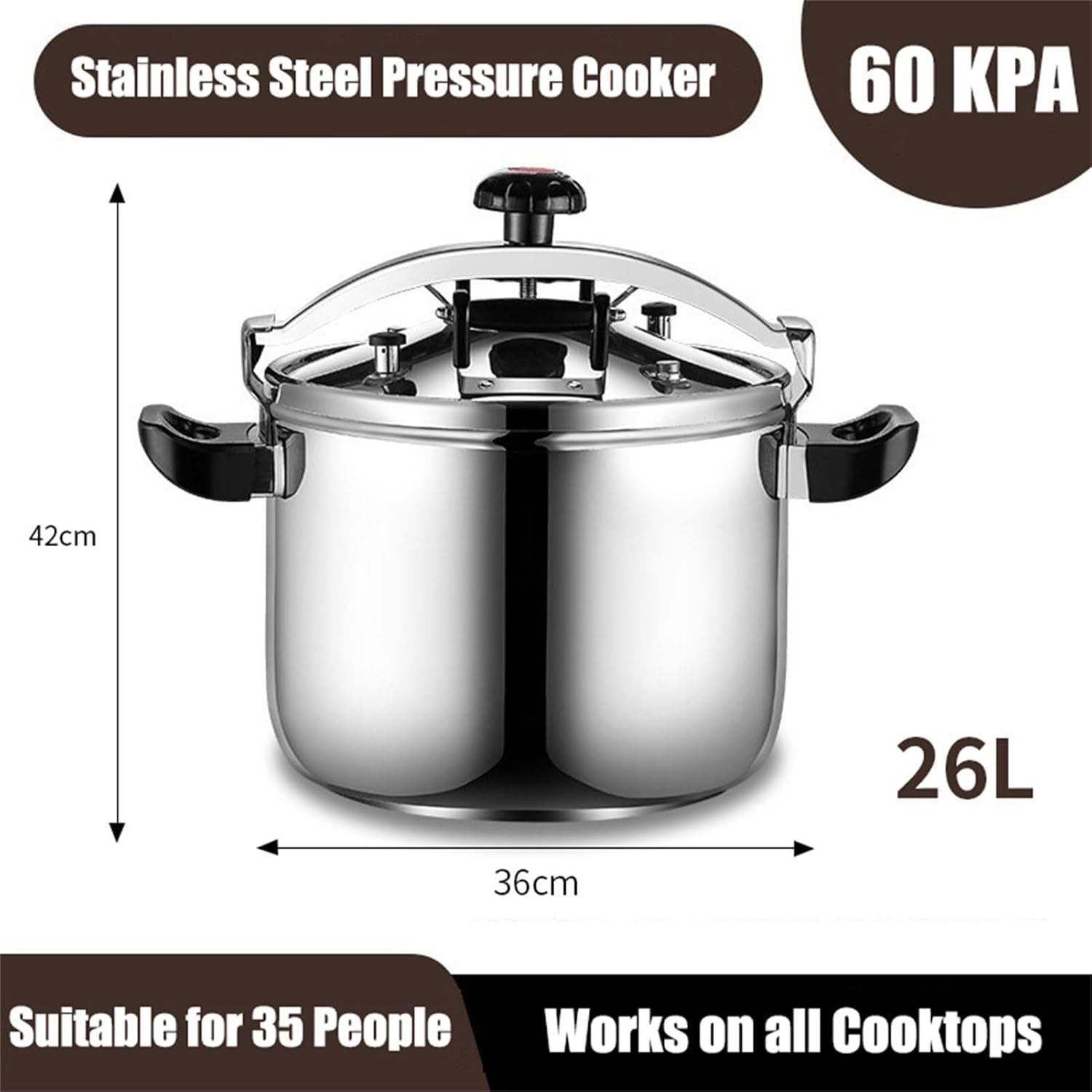 Pressure Cooker 15-50 Qt Stainless Steel, Commercial Very Large Pressure Cooker, Multi Explosion Proof Large Steamer Cooking Pressure Canners, for Home, Commercial Use,50L(25L)