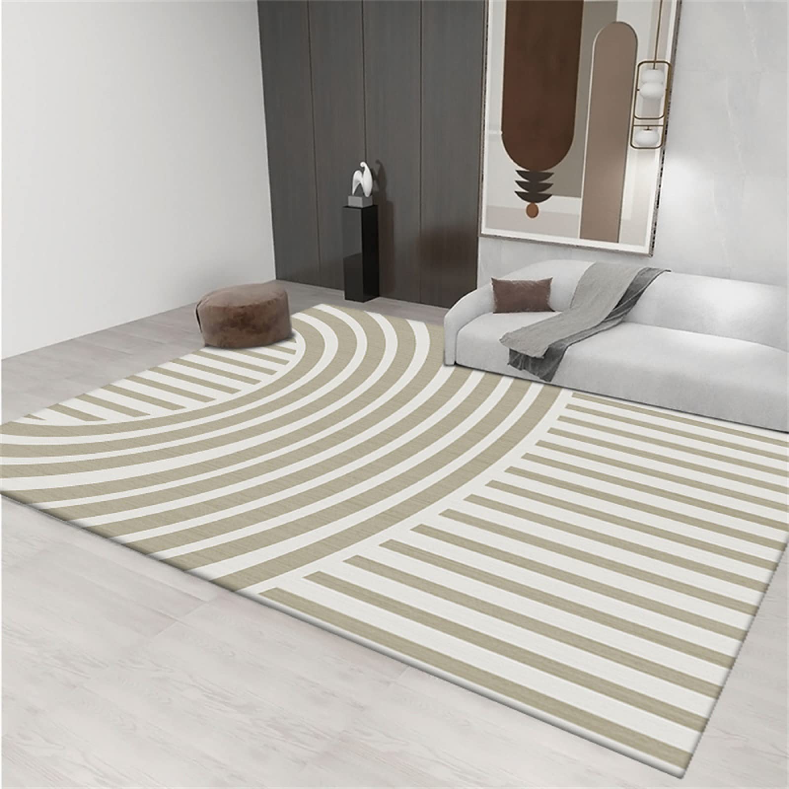 Tapis de salon 160x200cm beige grand passage et tapis pour couloir cuisine lavable