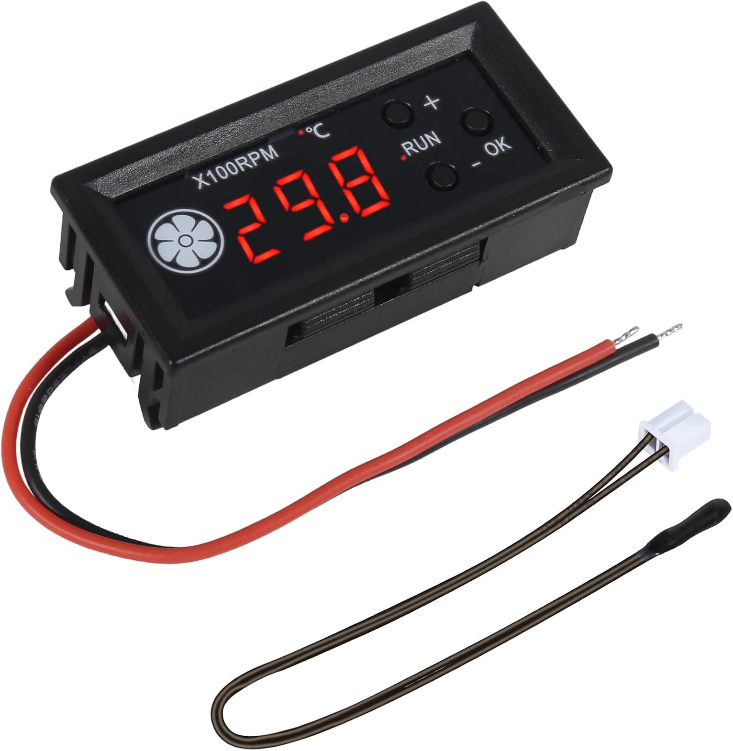 Fan Temperature Controller, DC 12V 3A PWM 4-Wire Fan Speed Controller Module, Temperature Controlled Governor with Temperature Probe Digital Display for PC, Water Droplet Head