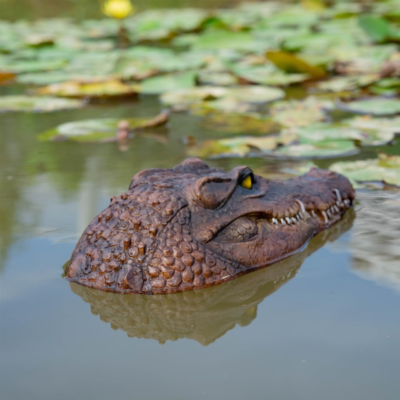 18.1Inches Floating Alligator Head Pool Accessories Float Alligator Fake Crocodile Decoy Crocodile Floating Head for Goose, Heron, Duck Control, Pool, Garden and Patio Accessories,Color Olive (Old)