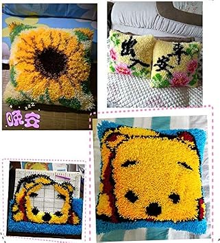 3D Pillow Latch Hook Embroidery Kits DIY Pillow Materials Package Crocheting Rug Yarn Cushion Embroidery Set fit for Beginners Embroidery Kit Pillowcase Cushion (Butterfly)