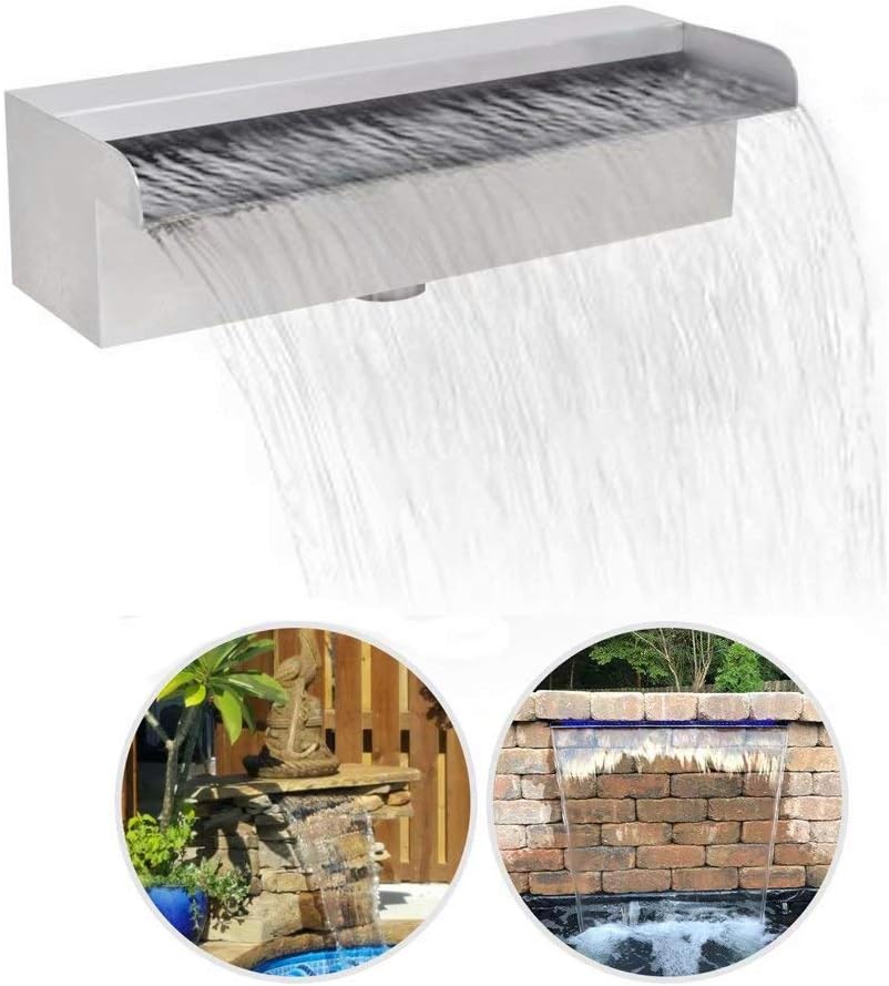 Garden Waterfall Stainless Steel Pool Waterfall Fountain Cascade Courtyard Swimming Pool Landscape Fountain Waterfall Outlet,Outdoor Fountains