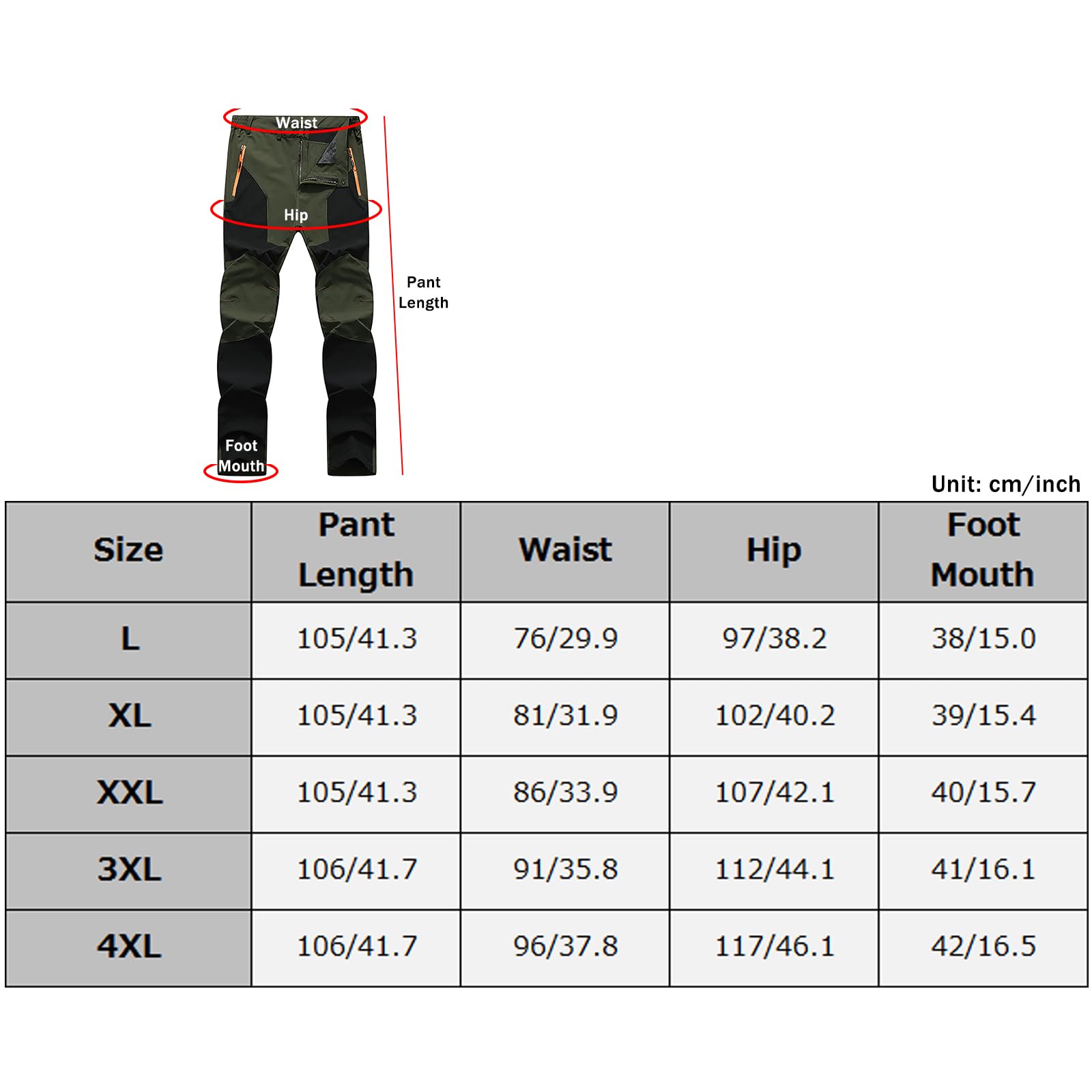 Pantalones de Senderismo Trekking para Hombre Impermeables a Prueba de Viento para Exteriores Pantalones(Size:3XL,Color:A)