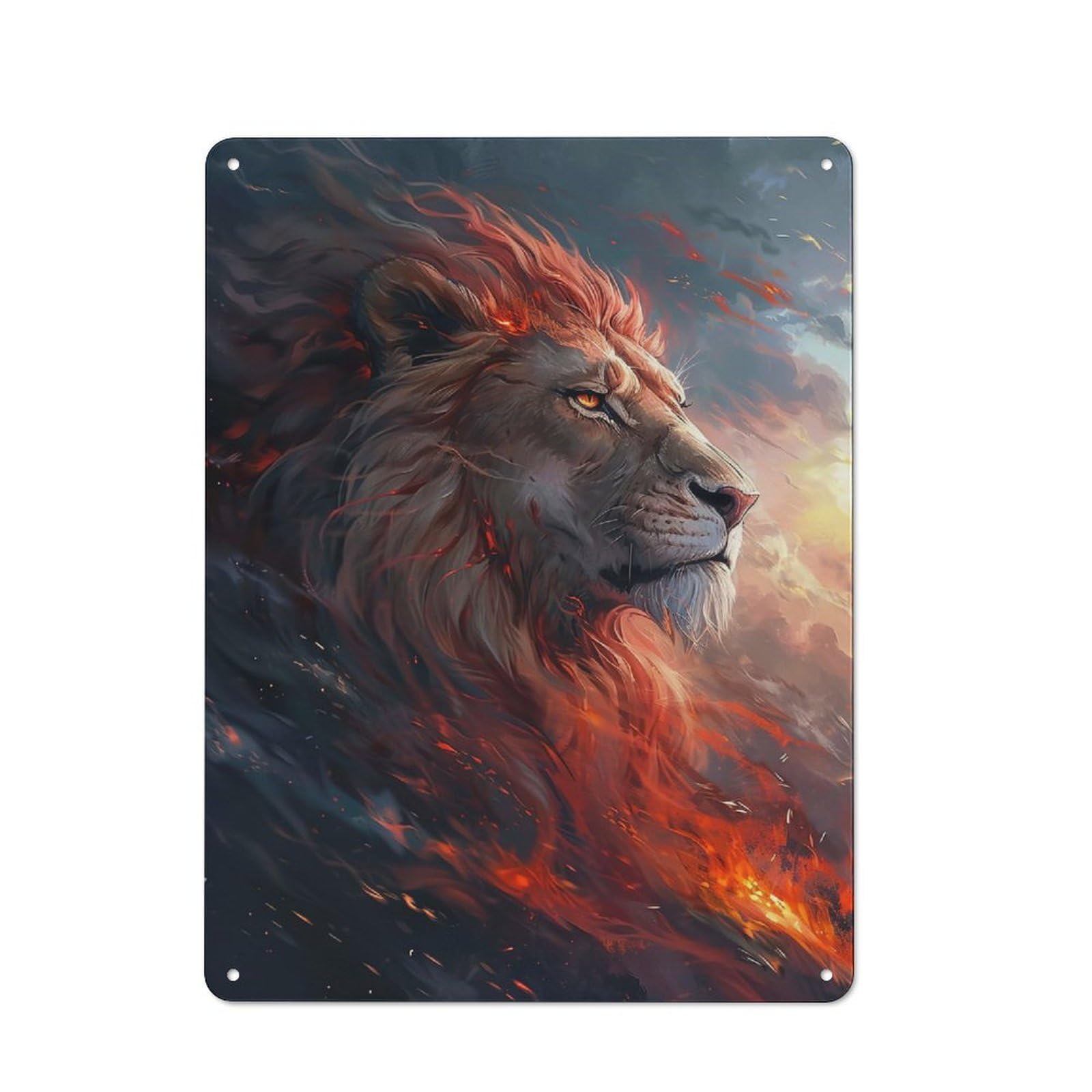 Junmoney Lion Face Anime Animal Industrial-Style Metal Plaque 40X30cm For Hallway Wall, A Winter Wall Decor Update For Hallway Decor Lovers