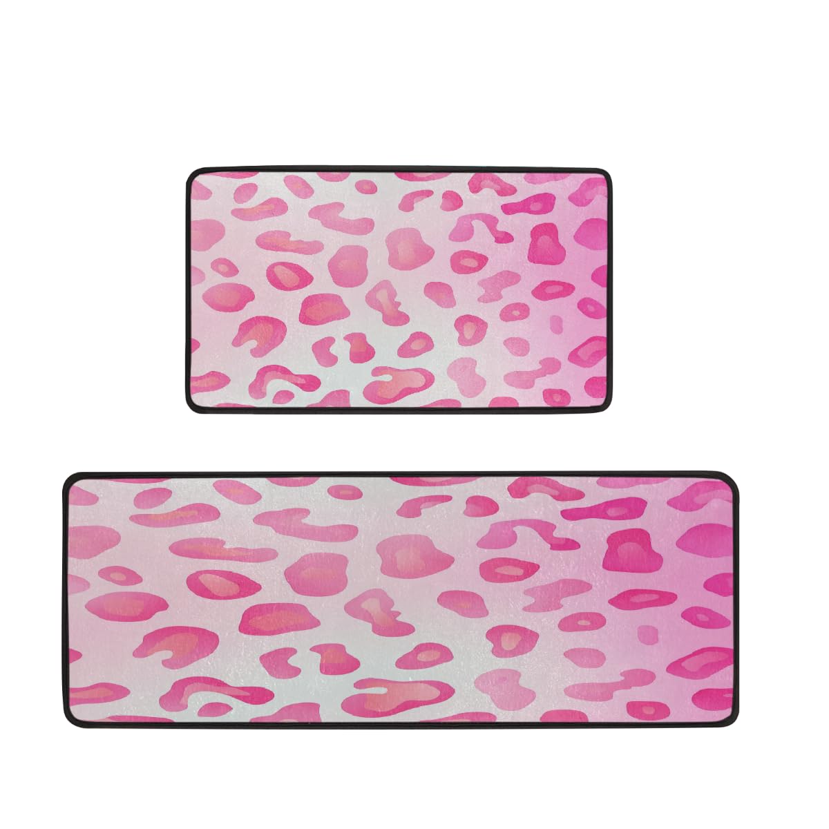Tapete de cocina de leopardo rosa Mexpekil para lavandería y fregadero, juego de 2 tapetes