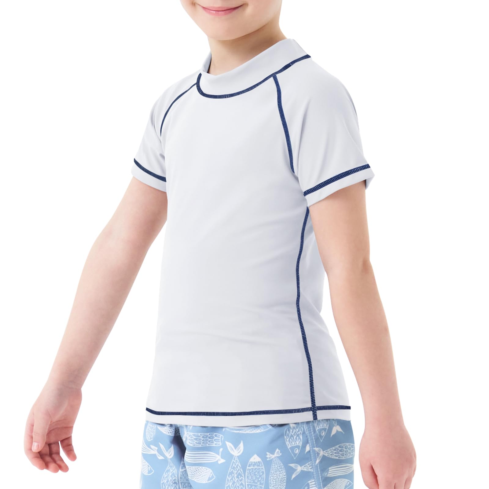 MEETWEE Jungen Schwimm Kurzarm/Langarm Shirt Kinder Schwimm UV Tshirt Kinder Badeshirt RashWeste Surfen Tshirt Schnelltrocknend Strand Shirt Wassersport Top