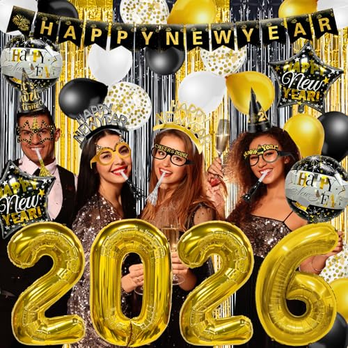 image for TURNMEON 81 Pcs New Years Eve Party Supplies Happy New Year Decoration
