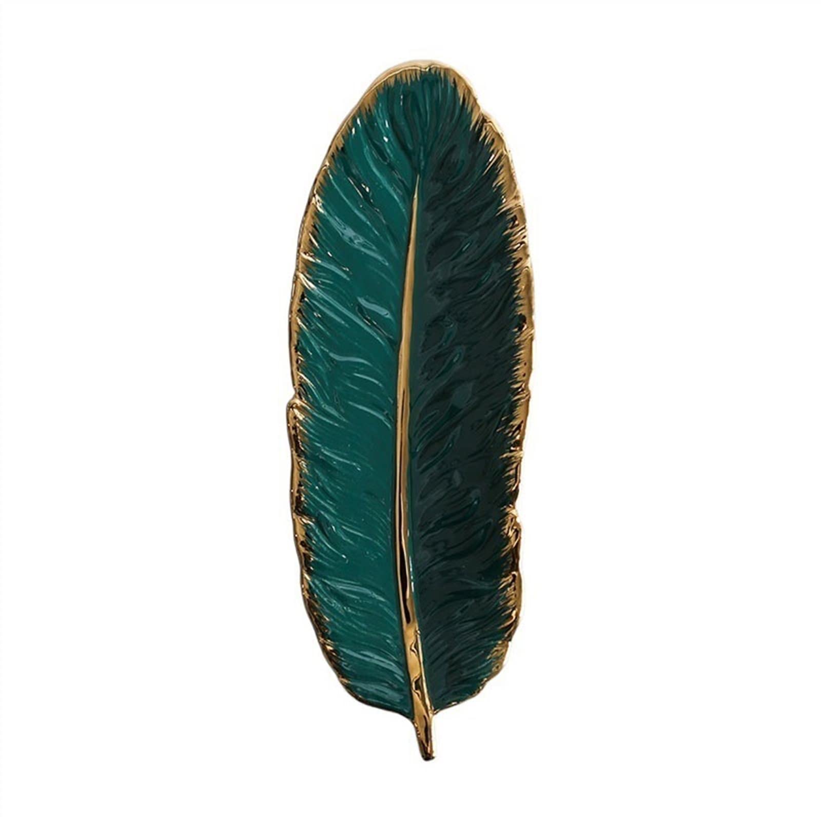 Bandejas Decorativas Bandeja de Letras de Lujo Ligera de Primera Calidad, Bandeja de Almacenamiento Creativa con Forma de Pluma, decoración de Escritorio Bandejas para Servir(Green)