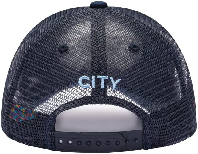 Fan Ink Manchester City 'Atmosphere' Trucker Style Snapback Hat/Cap Navy Blue - Image 4