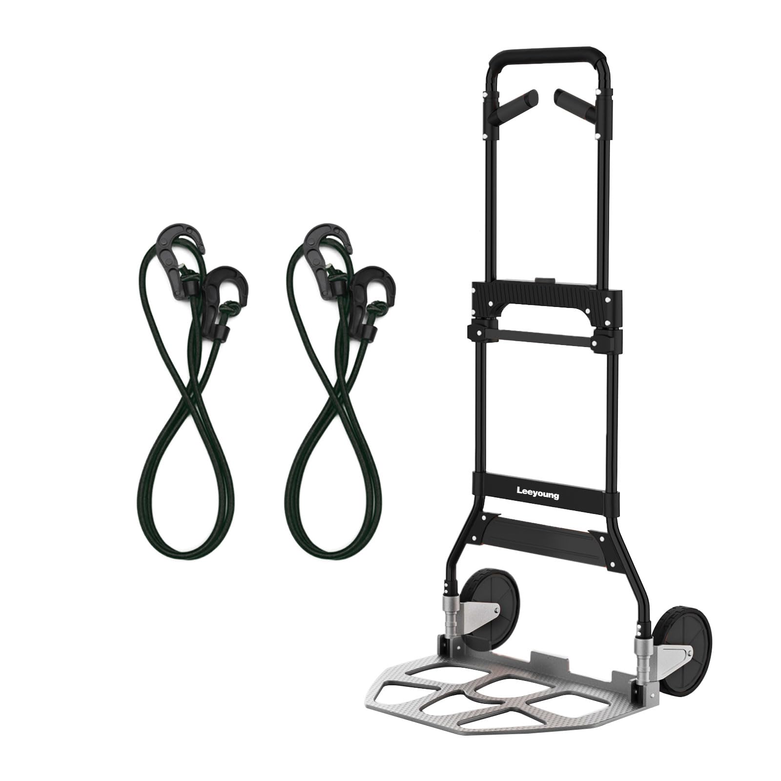 Photo 1 of Leeyoung Folding Hand Truck Dolly Cart with Wheels,Heavy Duty 375lb Dolly for Moving?Aluminum Wheel Bracket and Steel Tube Frame, Foldable Hand Truck with Adjustable Handle for Moving Indoor/Outdoor