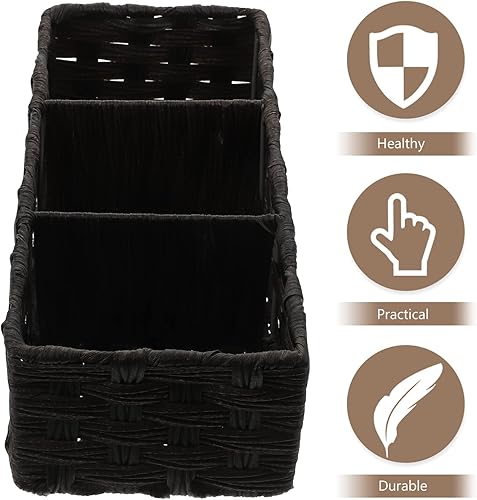 Miniatura 2 de Rejillas rectangulares de jacinto para oficina, caja de mimbre para bar, cesta de estación de café, sección de toliet para libros, despensa de