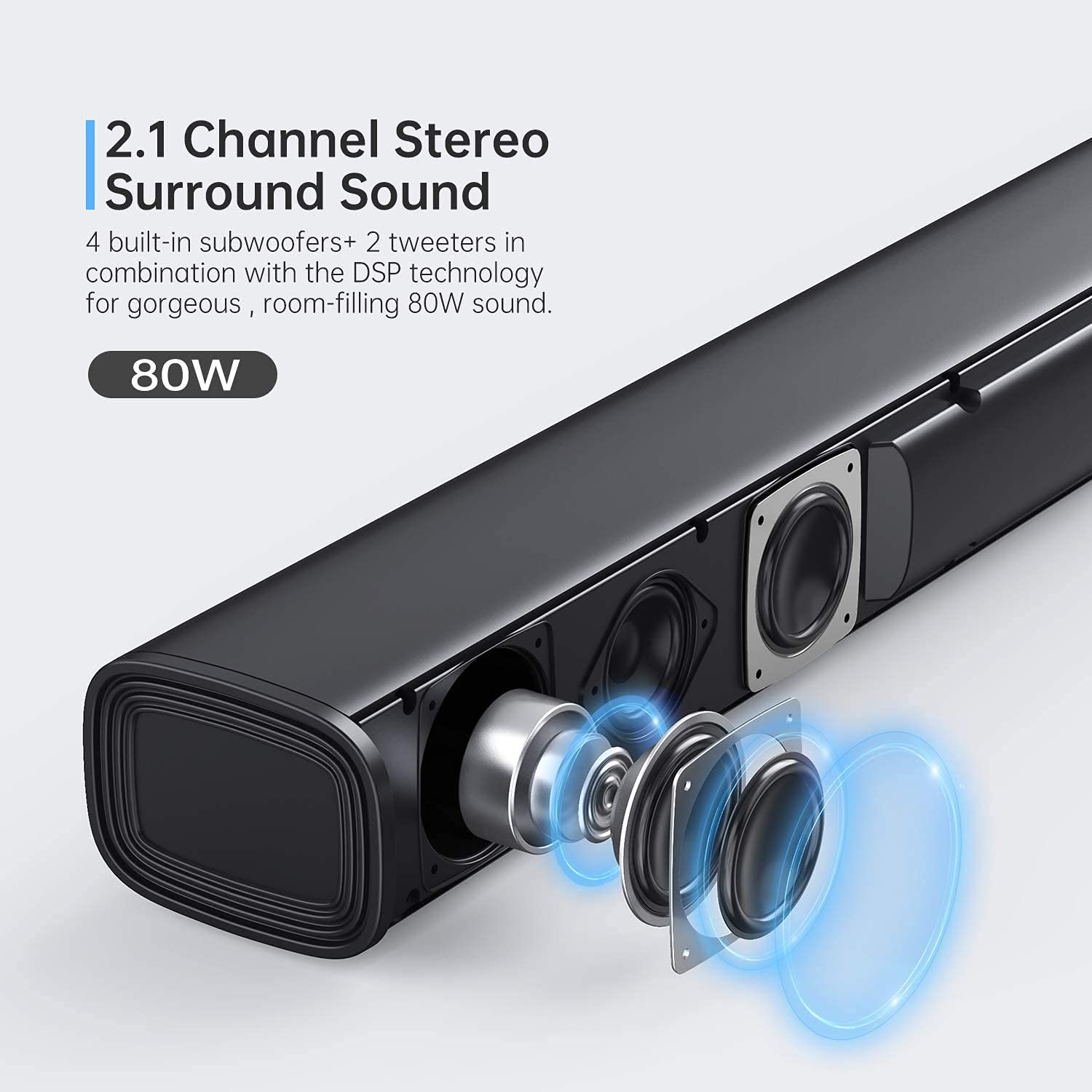 SAKOBS Soundbar, Audio 60W Sound Bars for TV with Wired & Wireless