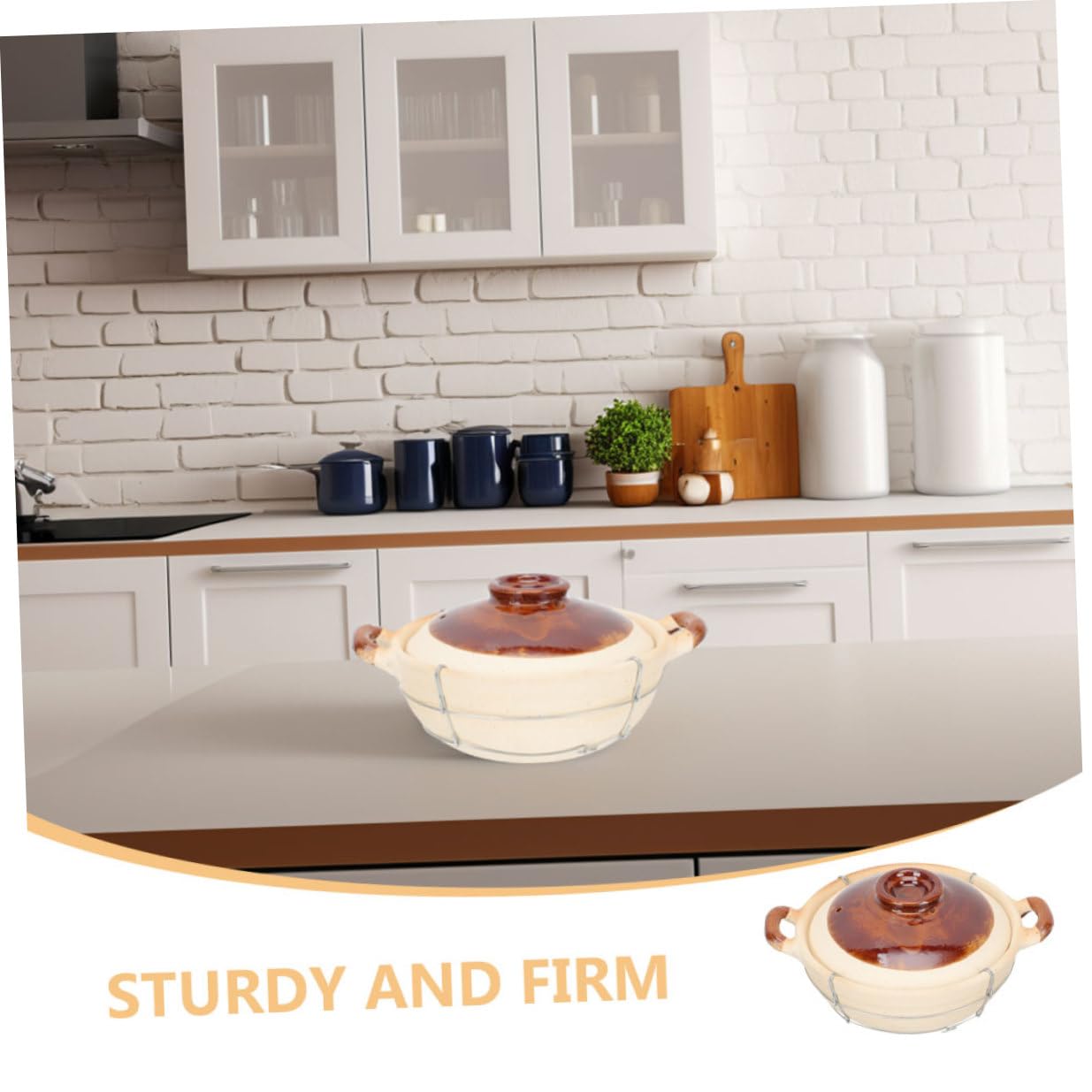 BESPORTBLE 2 piezas Cazuela de Barro con Tapa Olla Redonda Ergonómica para Cocción Individual Guisos Sopas para Cocina Doméstica