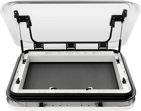RV Roof Vent Hatch Kit with LED Light, 70Opening Angle Motorhome Caravan Skylight Camper Roof Vent Skylight Replacement,Trailer RV Roof Top Vent Kit with Protective Nets and Sunshades,27.56x19.69in
