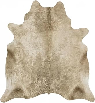ecowhides 100% Genuine Brazilian Cowhide Rug Champagne Luxury Cowskin Leather Area Rug Decor 7 x 6 feet