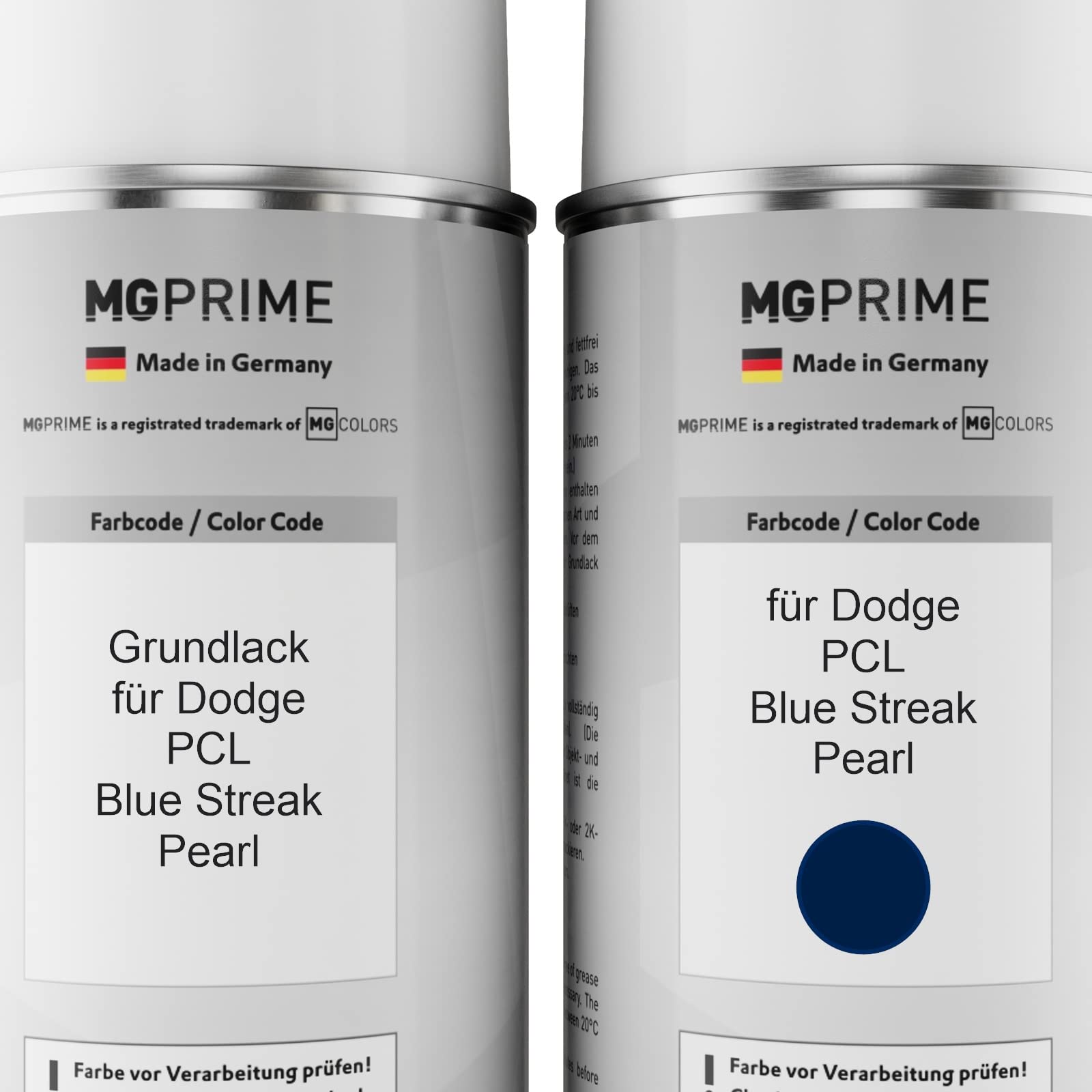 MG PRIME Bombolette di Vernice per auto per Dodge PCL Blue Streak Pearl +2K | Kit vernice di fondo + base + trasparente 2K, bombolette spray 400ml
