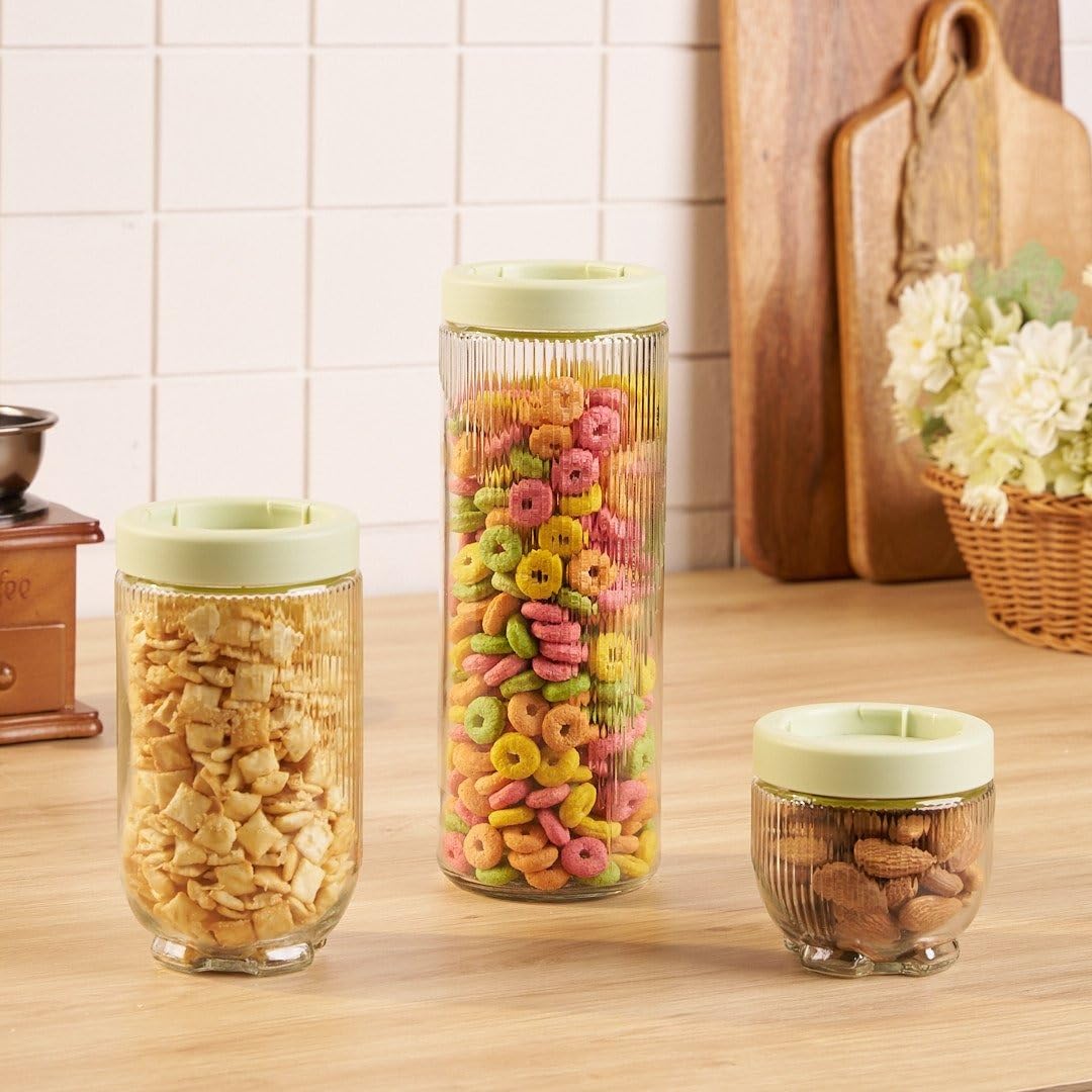 See full amazon price history chart for HomeEssentials Airtight Containers for Kitchen Storage - Set of 3 Multipurpose Transparent Jars with Cat Claw Base | Ideal for Groceries |Jar with Green Lids | Stackable & Durable (Set Of 6) HomeEssentials Airtight Containers for Kitchen Storage - Set of 3 Multipurpose Transparent Jars with Cat Claw Base | Ideal for Groceries |Jar with Green Lids | Stackable & Durable (Set Of 6) (B0DCFT1391) Amazon Price History, Amazon Price Tracker