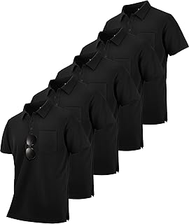 SCODI 5 Pack Mens Pocket Polo Shirts Short Sleeve Multipack Golf Shirt for Men Moisture Wicking Casual Athletic Work T-Shirts