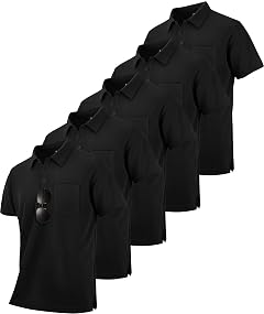SCODI 5 Pack Mens Pocket Polo Shirts Short Sleeve Multipack Golf Shirt for Men Moisture Wicking Casual Athletic