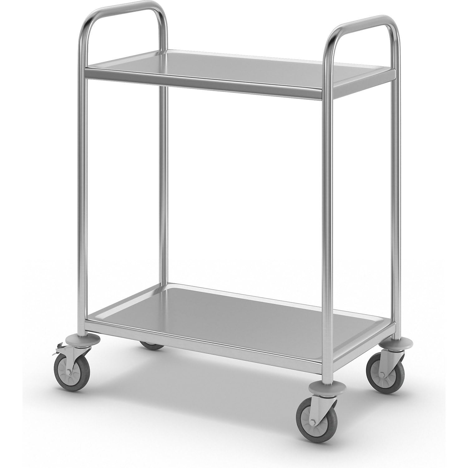 eurokraft | Edelstahl-Servierwagen | 2 Etagen | LxBxH 705 x 405 x 940 mm