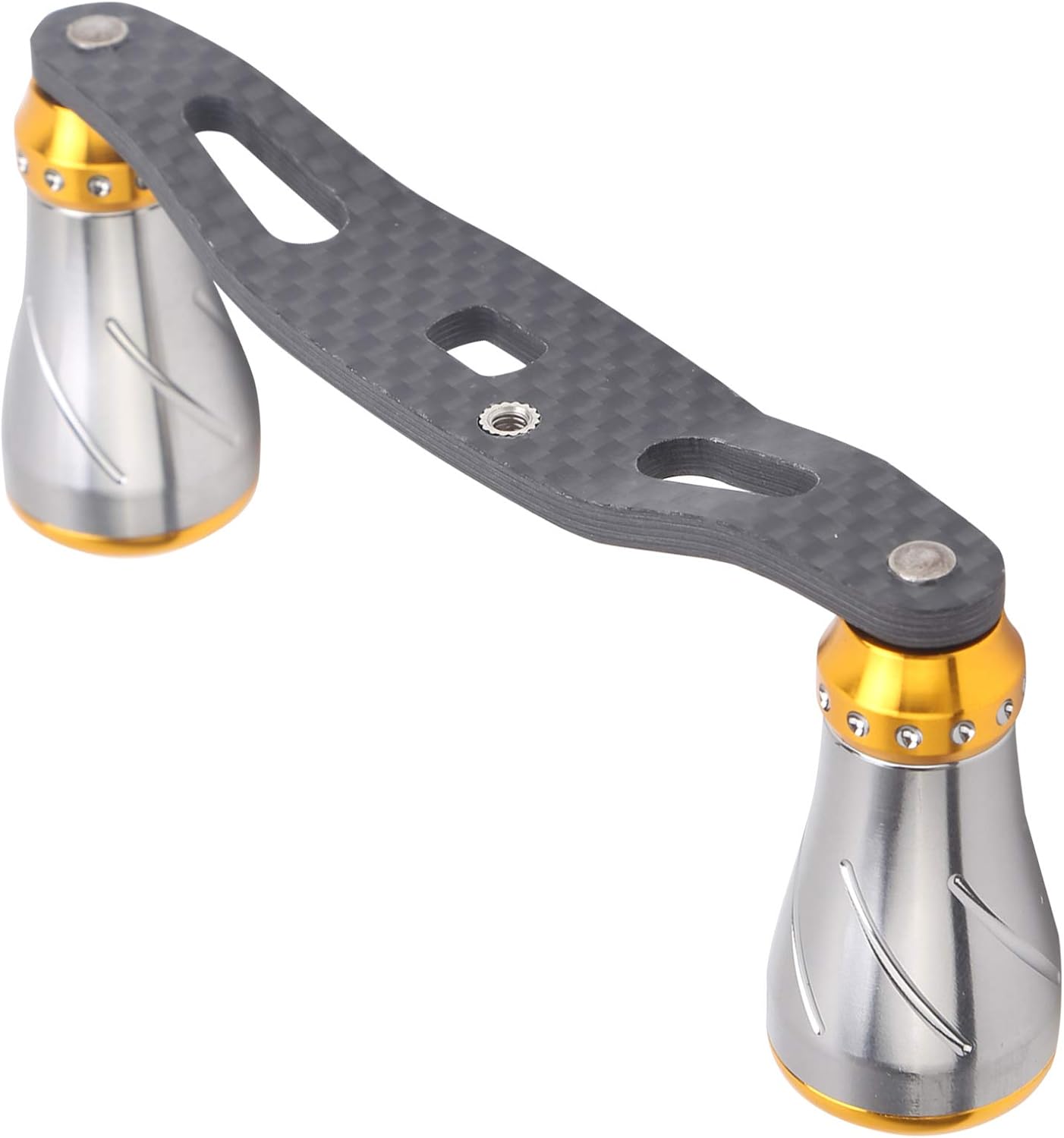 VGEBY Reel Handle, 85MM Fishing Reel Handle Grip Carbon Metal Baitcasting Reel Left Right Crank Replacement(Gun Gold) Other Fishing Tools And Accessories