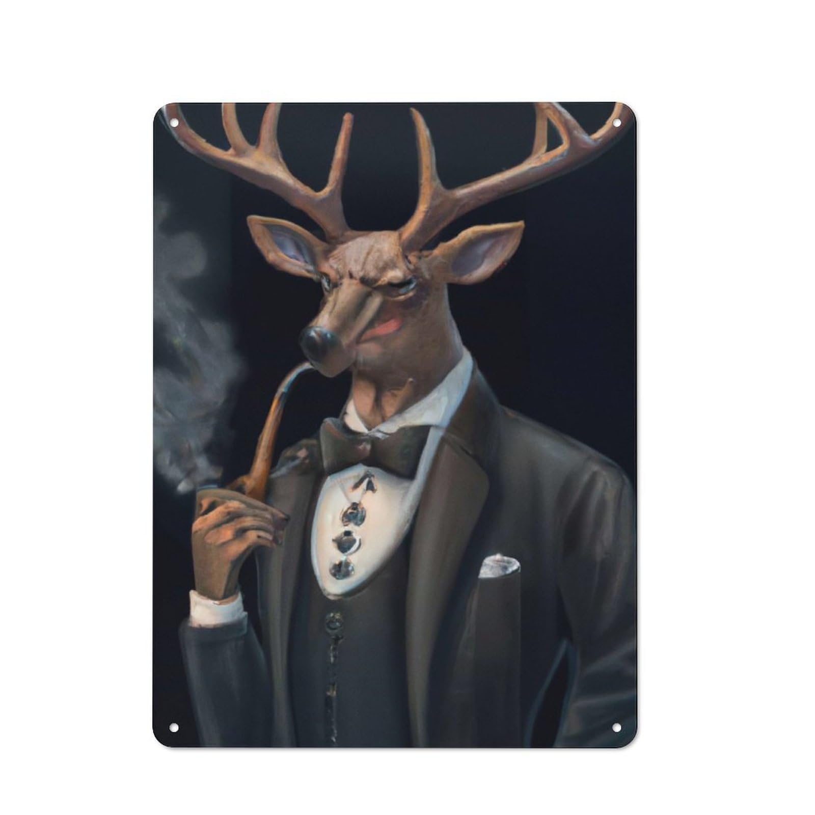 Junmoney Gangster Deer Rustic Metal Wall Sign 40X30cm For Café Or Restaurant, Gift Idea At Christmas For Café Owners And Decorators