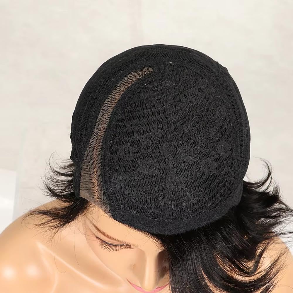 Haarpflege Kurze Glatte Klebefreie Echthaarperücke Für Damen Für Den Täglichen Gebrauch
