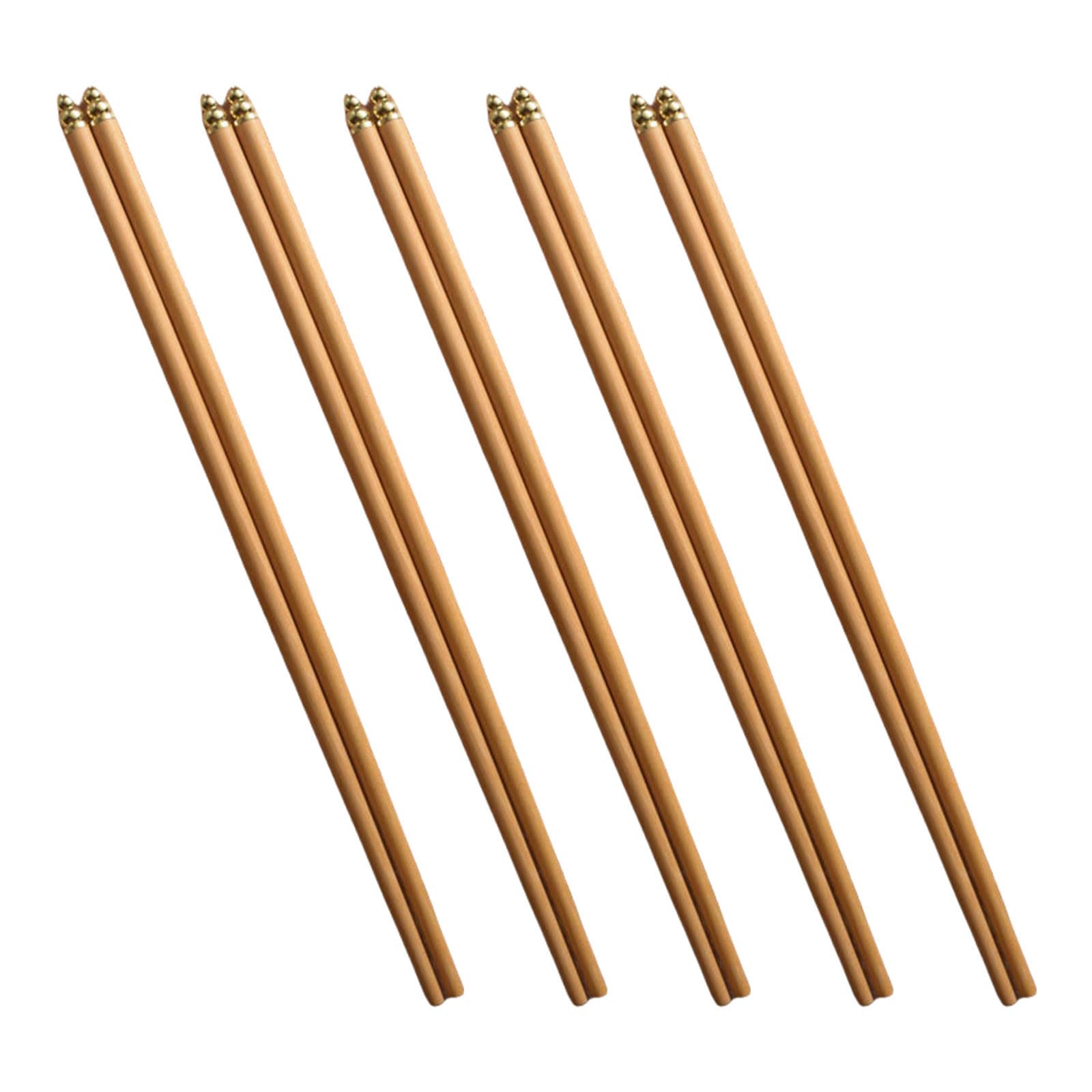 Buxuaaaa 5 Pair Wood Chopsticks Natural Wood Texture Earting Tool Easy to Clean Eating Chopsticks for Kitchen and Restaurant
